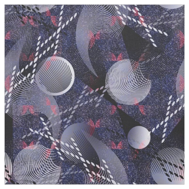 Blue and red geometric abstraction. fabric (Swatch)