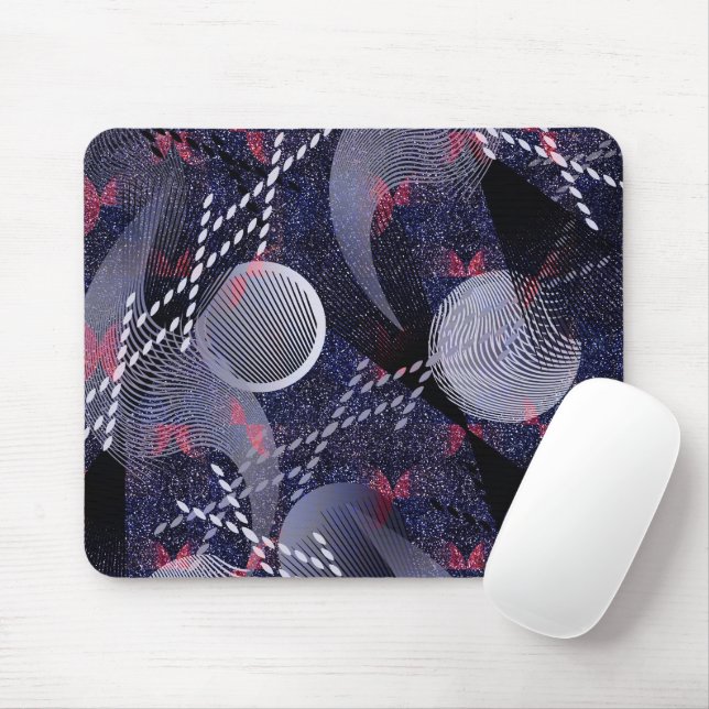 Blue and red geometric abstraction. mouse pad (With Mouse)