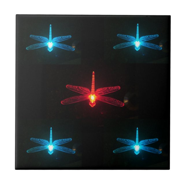 Blue and Red Glowing Dragonflies  tile (Front)