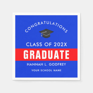 Blue and Red Graduation Congrats Custom Napkin