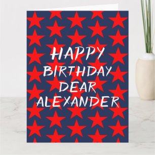 Blue And Red Happy Birthday Card