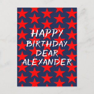 Blue And Red Happy Birthday Postcard