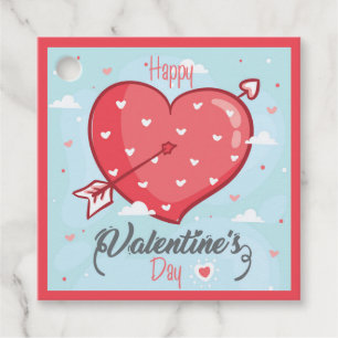 Blue and Red Happy Valentine's Day Favour Gift Tag