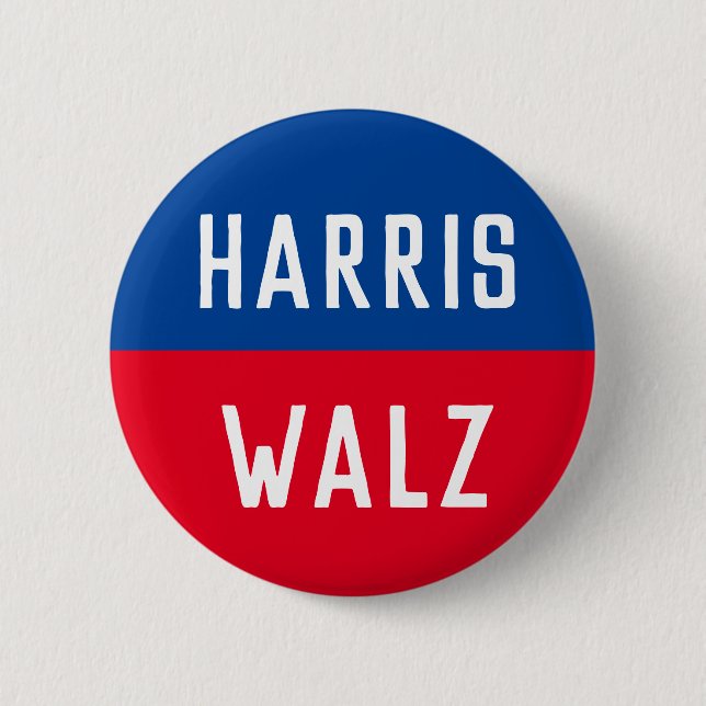 Blue and Red Harris Walz Campaign 2 Inch Round Button (Front)
