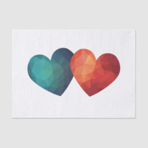 Blue and red heart pair modern hitech design tissue paper