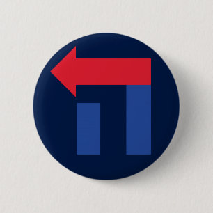 Blue and Red Hillary in Hebrew button