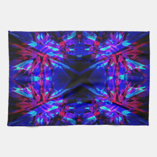 Blue and red kaleidoscope pattern kitchen towel