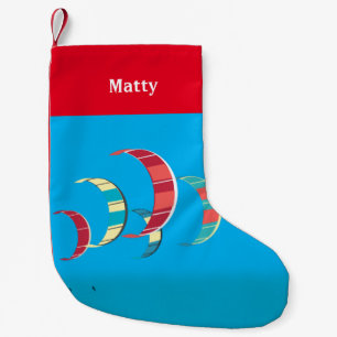 Blue and Red Kite Surfing  Small Christmas Stocking
