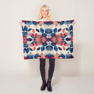 Blue and Red Leaves Throw Blanket
