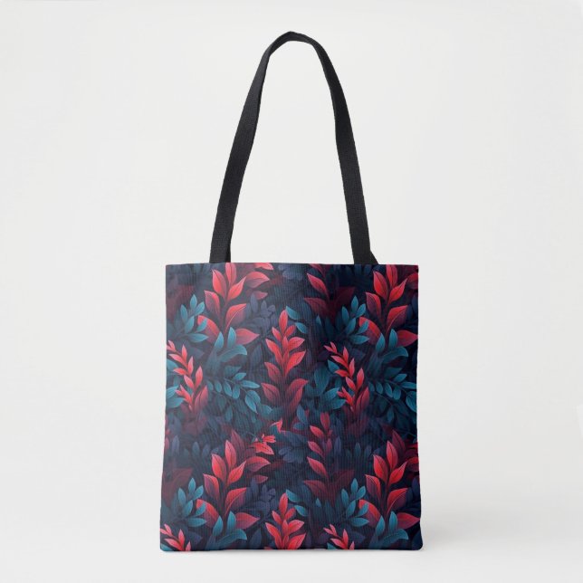 Blue and red leaves tote bag (Front)