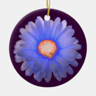 Blue and Red Marigold Custom Birthday Pendant Ceramic Ornament
