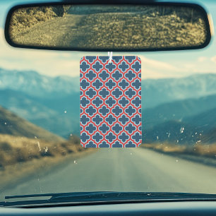 Blue and Red Moroccan Trellis, Lattice, Quatrefoil Air Freshener