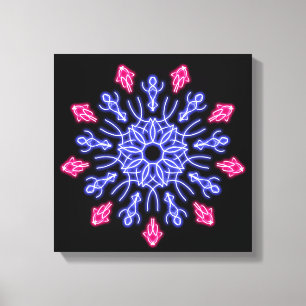 Blue and red neon flower canvas print