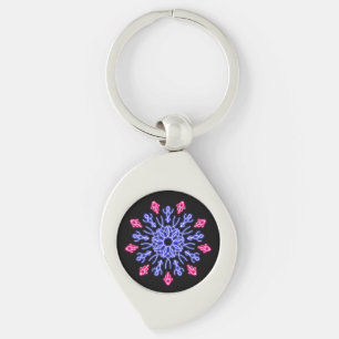 Blue and red neon flower keychain