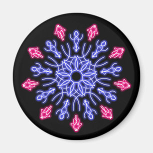 Blue and red neon flower magnet