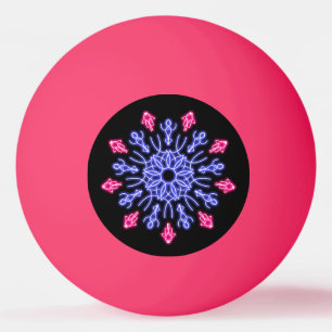 Blue and red neon flower ping pong ball