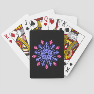 Blue and red neon flower playing cards