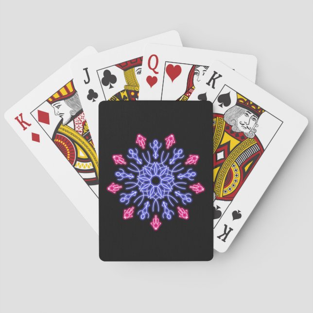 Blue and red neon flower playing cards (Back)
