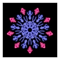 Blue and red neon flower
