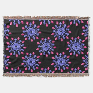 Blue and red neon flower throw blanket