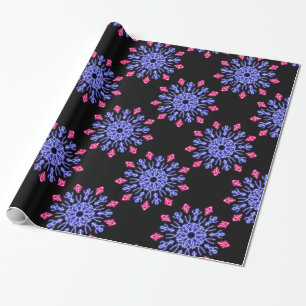 Blue and red neon flower wrapping paper