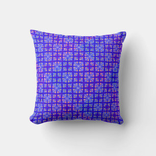Blue and Red Pattern Colourful Home / Patio Throw Pillow