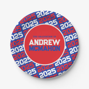 Blue and Red Personalized Graduation Paper Plate