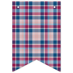 Blue and Red Plaid. Bunting Flags
