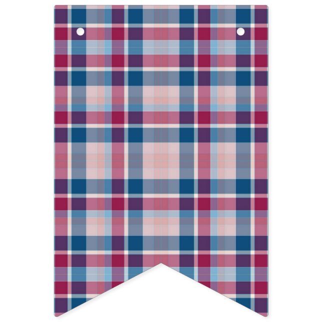 Blue and Red Plaid. Bunting Flags (First Flag)