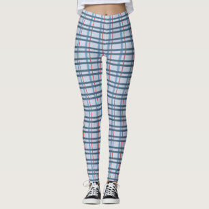 Blue and Red Plaid Pattern Leggings