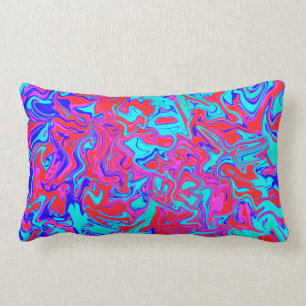 Blue and red psychedelic throw pillow