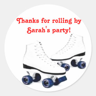Blue and Red Roller Skate Birthday Sticker