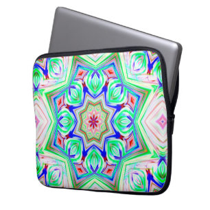 Blue and red shades eight points star kaleidoscope laptop sleeve