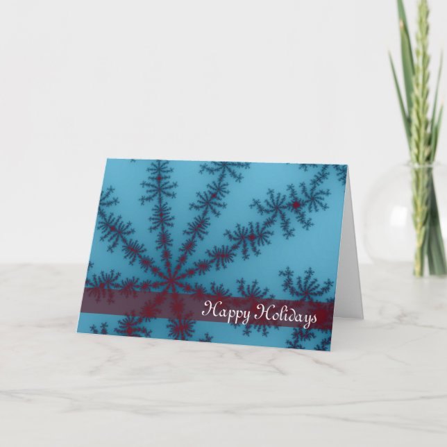 Blue and Red Snowflake Happy Holidays Card (Front)