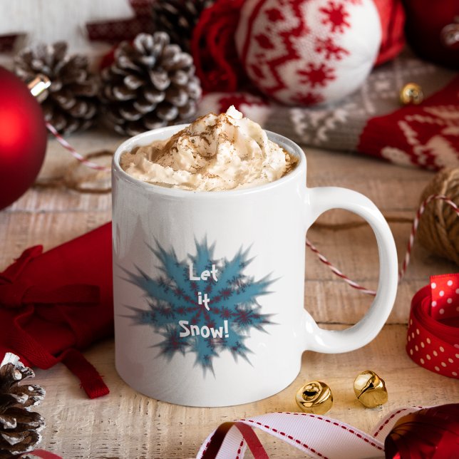 Blue and Red Snowflake Let it Snow Coffee Mug (Creator Uploaded)