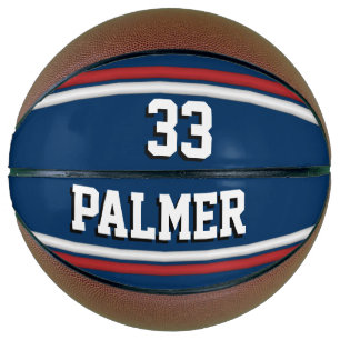 Blue and Red Sports Jersey with Name & Number Basketball