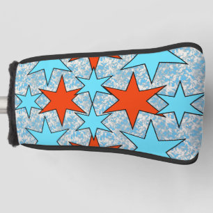 Blue and Red Star Pattern Golf Head Cover