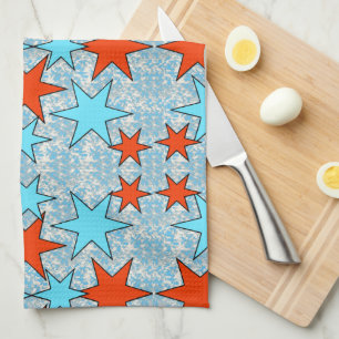 Blue and Red Star Pattern Kitchen Towel
