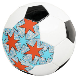 Blue and Red Star Pattern Soccer Ball