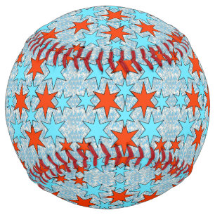 Blue and Red Star Pattern Softball