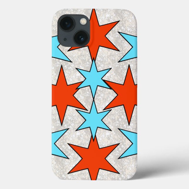 Blue and Red Star Print Case-Mate iPhone Case (Back)