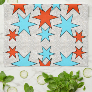 Blue and Red Star Print Kitchen Towel