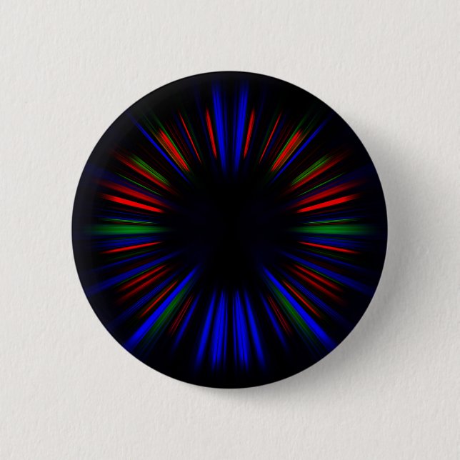 Blue and red starburst pattern 2 inch round button (Front)