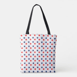 Blue And Red Stars Pattern Tote Bag