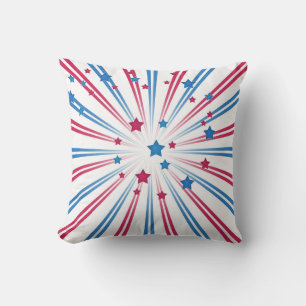 Blue and red stars . throw pillow