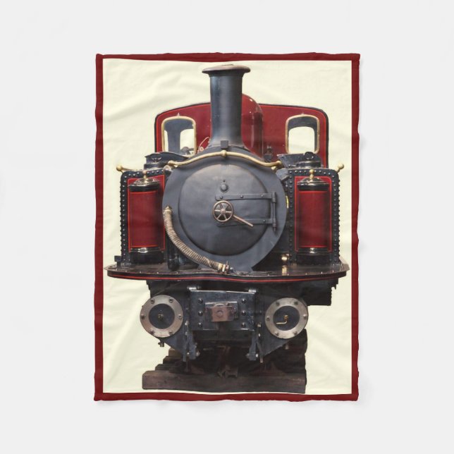 Blue And Red Train Fleece Blanket (Front)