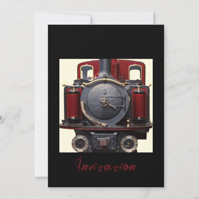 Blue And Red Train  Invitation (Front)