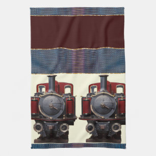 Blue And Red Train Kitchen Towel