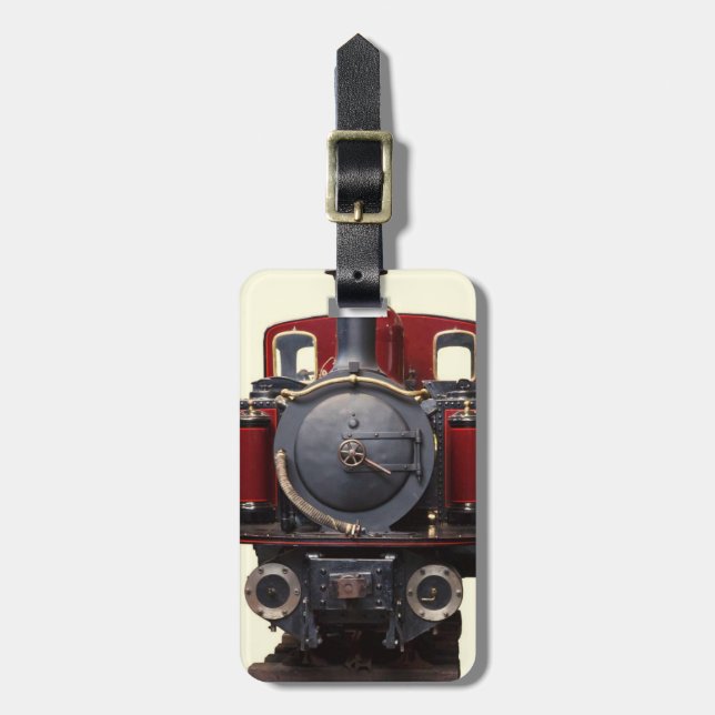 Blue And Red Train Luggage Tag (Front Vertical)