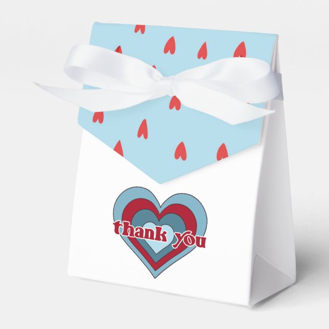 Blue and Red Valentine's Day Baby Shower Favour Bo Favor Box (Front Side)